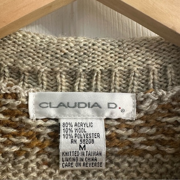 Vintage Men’s Sweater Pullover Crewneck Knit Grandpa Fair Isle Size Medium New - Picture 5 of 6